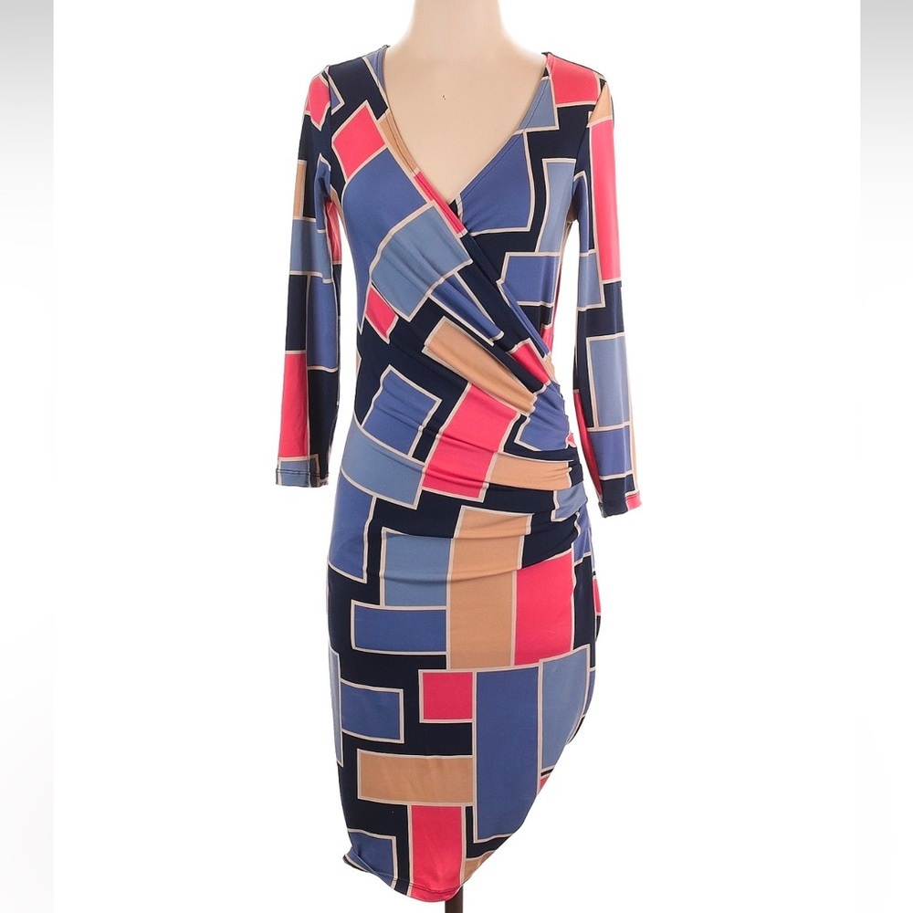 Tori Richard Made in Honolulu Faux Wrap Geometric Dress Women's Size XS